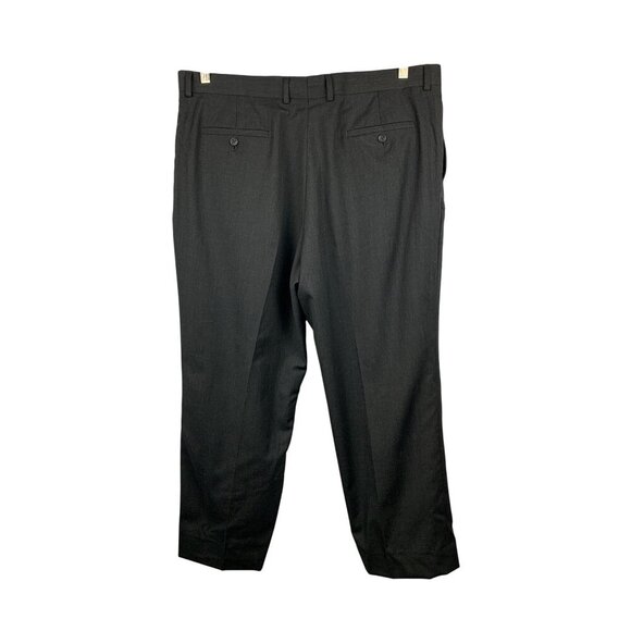 Joseph & Feiss Mens Dress Pants 44 Short / 42 Waist Charcoal Gray Herringbone Wo - Picture 2 of 5